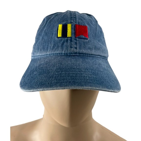 Otto Cap Blue Denim Embroidered Strapback Baseball Cap (18-202) - Picture 1 of 5